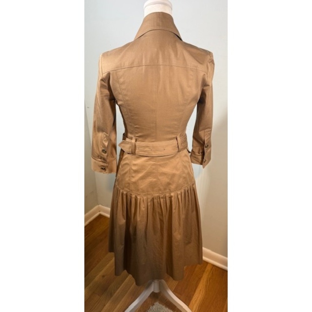 Authentic Burberry London Belted Safari Shirt Dress US Size 2 Khaki Midi‎ - Picture 5 of 16